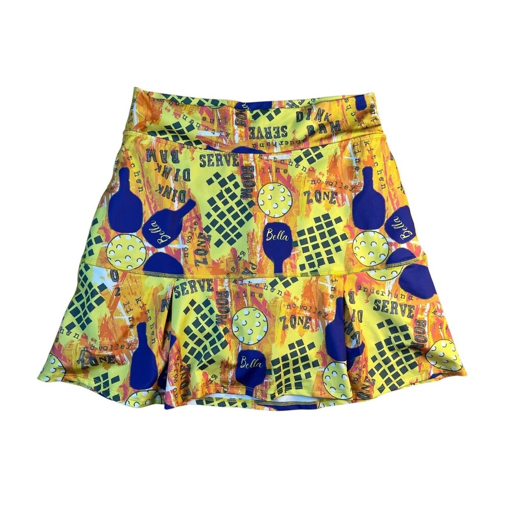 Pickleball Bella Graffiti 2 Drop Pleat Skort Size XL 18-22 (4) Orange Purple
